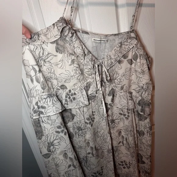 NWOT Abercrombie & Fitch Floral Ruffle Tie Mini Dress (size XL TALL, 38” Length) - Picture 4 of 9